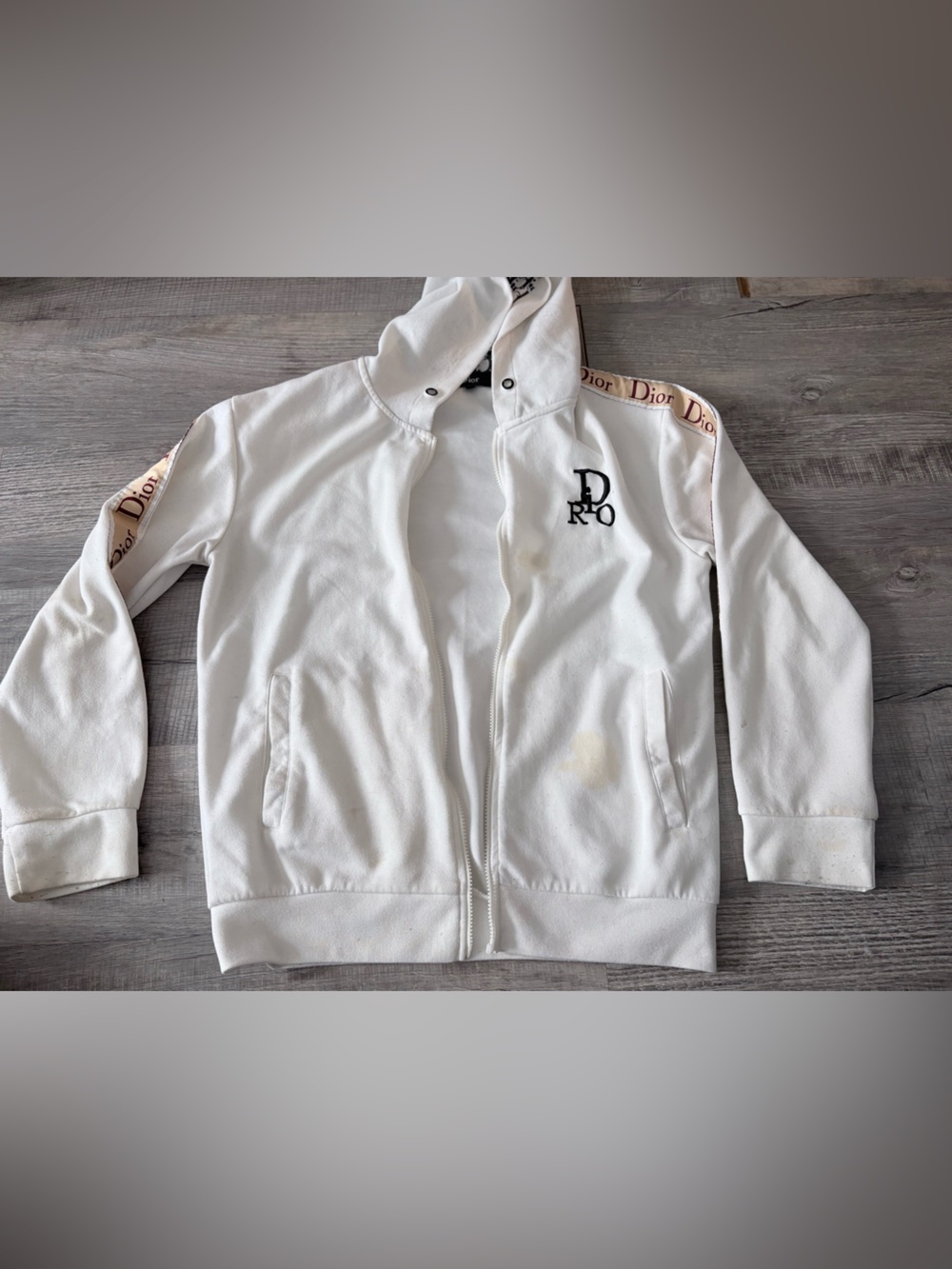 Dior  white Zip Hoodie with White Logo Band